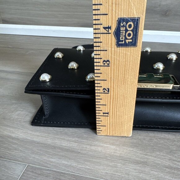 Zac Posen Earthette Pearl Lady Mini Chain Leather Purse Bag NEW Black & Gold‎ - Picture 4 of 10